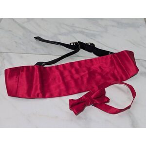 Mel Howard Men's Red Silk Adjustable Cumberbund And Bow Tie